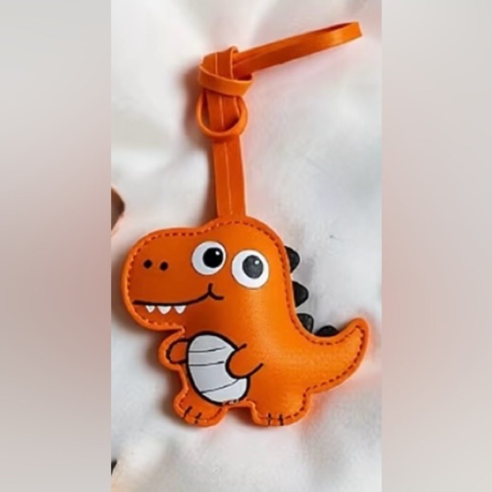 BAG CHARM•Orange Dinosaur- purse, backpack,key accessory- NWT - Picture 2 of 4